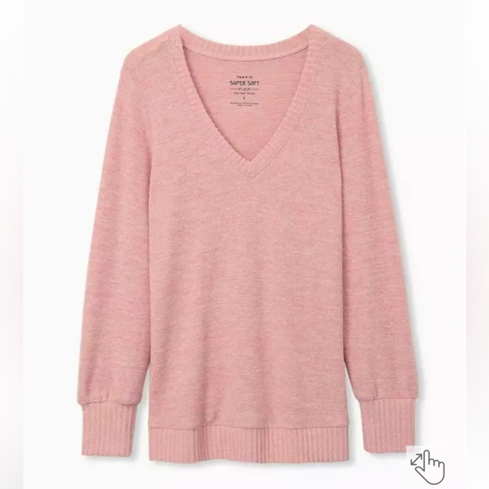 Torrid size 00x 10 M/L Super Soft Plush V-Neck Long Sleeve Top - Picture 2 of 8